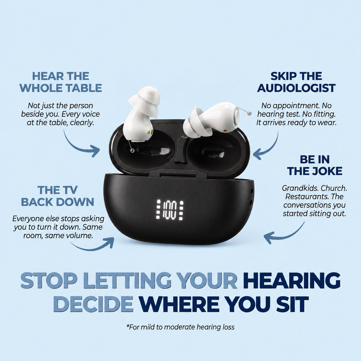 Aura Pro Hearing Aids - Rechargeable - UV Sanitising Case